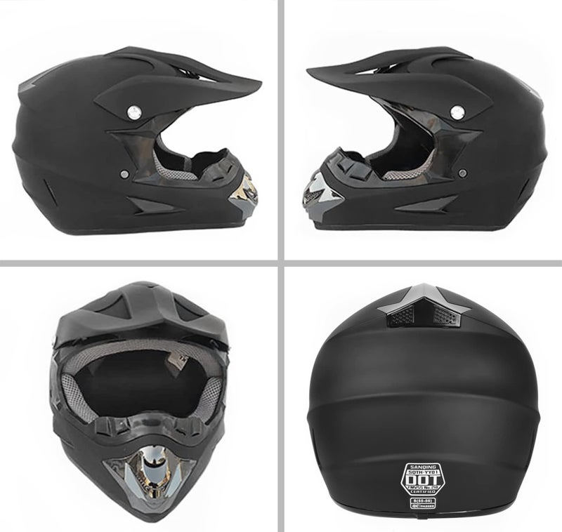 SanQing Motocross Helmet,Youth & Adult ATV Dirt Bike Motorcycle Helmet, Kids BMX 4-Wheeler Off-Road Mountain Bike,DOT Certified,W/Gloves Goggles Mask 4-Piece Set (Black, L) - Image 2